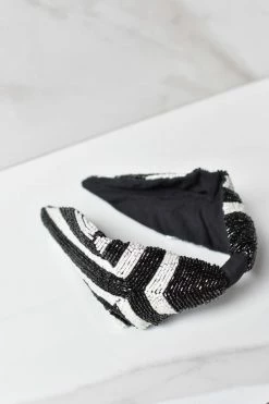Treasure Jewels Accessories Beaded Black And White Striped Headband