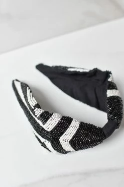 Treasure Jewels Accessories Beaded Black And White Striped Headband