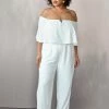 Confête Clothing Off The Shoulder White Jumpsuit