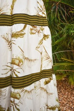 Confête Clothing Playa Carillo Palm Print Maxi Dress - Olive