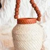 KAANAS Accessories San Gil Handwoven Top Handle Straw Bucket Bag - Cocoa