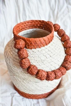 KAANAS Accessories San Gil Handwoven Top Handle Straw Bucket Bag - Cocoa