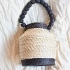KAANAS San Gil Handwoven Top Handle Straw Bucket Bag - Charcoal Accessories 2 KAANAS San Gil Handwoven Top Handle Straw Bucket Bag - Charcoal Accessories