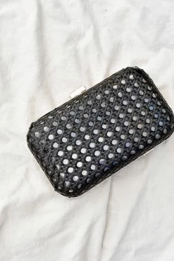 Urban Expressions Accessories Itzel Black Rattan Clutch