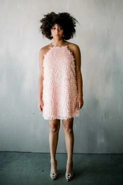 Confête Clothing Dawn 3D Fringe Mini Dress - Pink