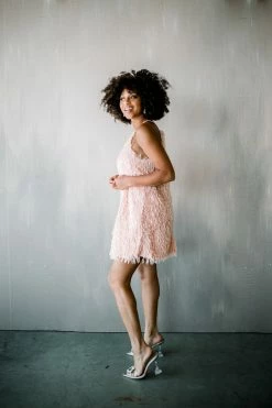 Confête Clothing Dawn 3D Fringe Mini Dress - Pink