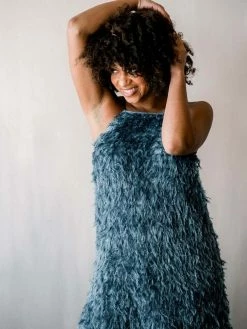 Confête Clothing Dawn 3D Fringe Mini Dress - Blue