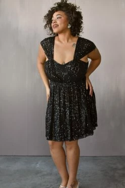 Confête Deanna Black Sequin Mini Dress Clothing