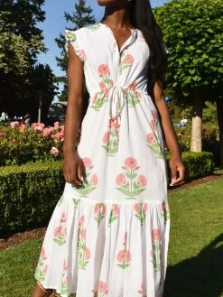 Olivia James Delia Midi Dress - Dahlia Apricot