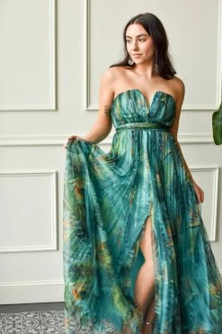 Confête Nayarit Tropical Print Strapless Maxi Clothing