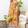 Confête Good Vibes Fruit Print Midi Dress Clothing