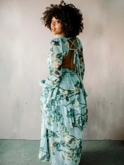 Confête Gardenia Cutout Ruffle Floral Maxi Dress Clothing