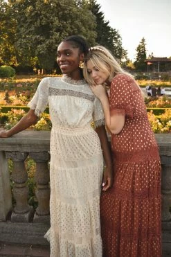 Confête Clothing Genevieve Gold Dot Dress - Mocha