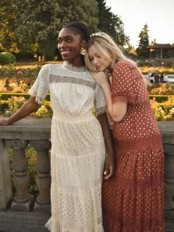 Confête Genevieve Gold Dot Dress - Ivory Clothing