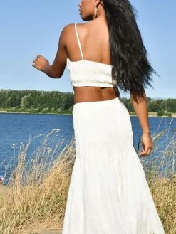 Confête Clothing Gracie Cream Smocked Linen Two Piece Set