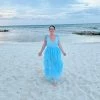 Confête Mare Tiered Blue Tulle Midi Dress Clothing