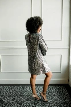 Confête Clothing Isabel Long Sleeve Sequin Turtleneck Dress