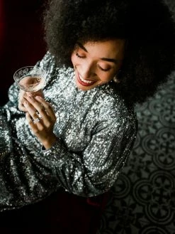 Confête Clothing Isabel Long Sleeve Sequin Turtleneck Dress