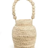 KAANAS Accessories San Gil Handwoven Top Handle Straw Bucket Bag - Natural