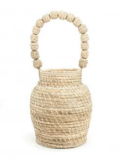 KAANAS Accessories San Gil Handwoven Top Handle Straw Bucket Bag - Natural