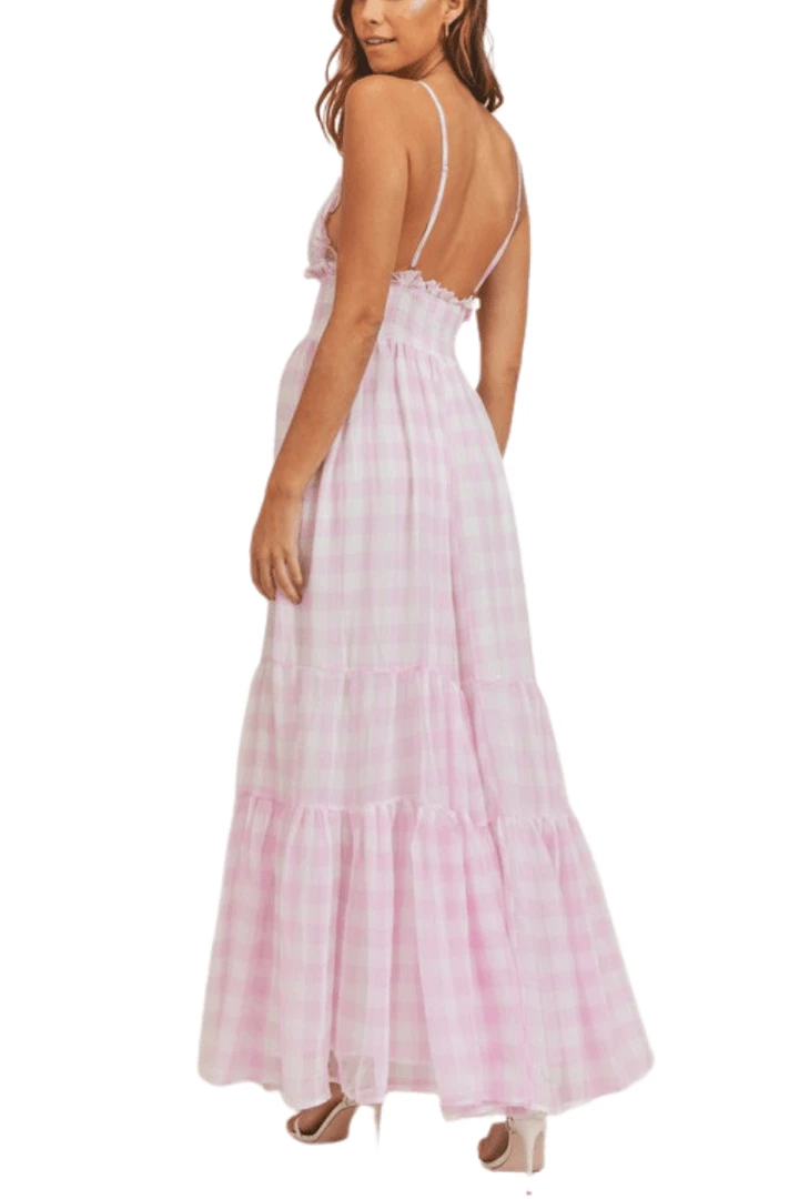Confête Kenzi Pink Gingham Maxi Dress 6 Confête Kenzi Pink Gingham Maxi Dress