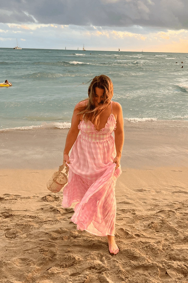 Confête Kenzi Pink Gingham Maxi Dress 4 Confête Kenzi Pink Gingham Maxi Dress