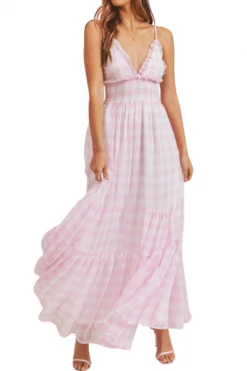 Confête Kenzi Pink Gingham Maxi Dress