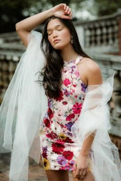 Confête Lyla Floral Embroidered Mini Dress