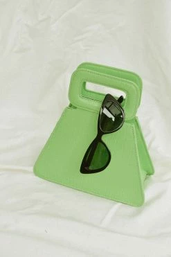 Confête Accessories Margaux Lime Green Triangle Top Handle Bag 8 Confête Accessories Margaux Lime Green Triangle Top Handle Bag