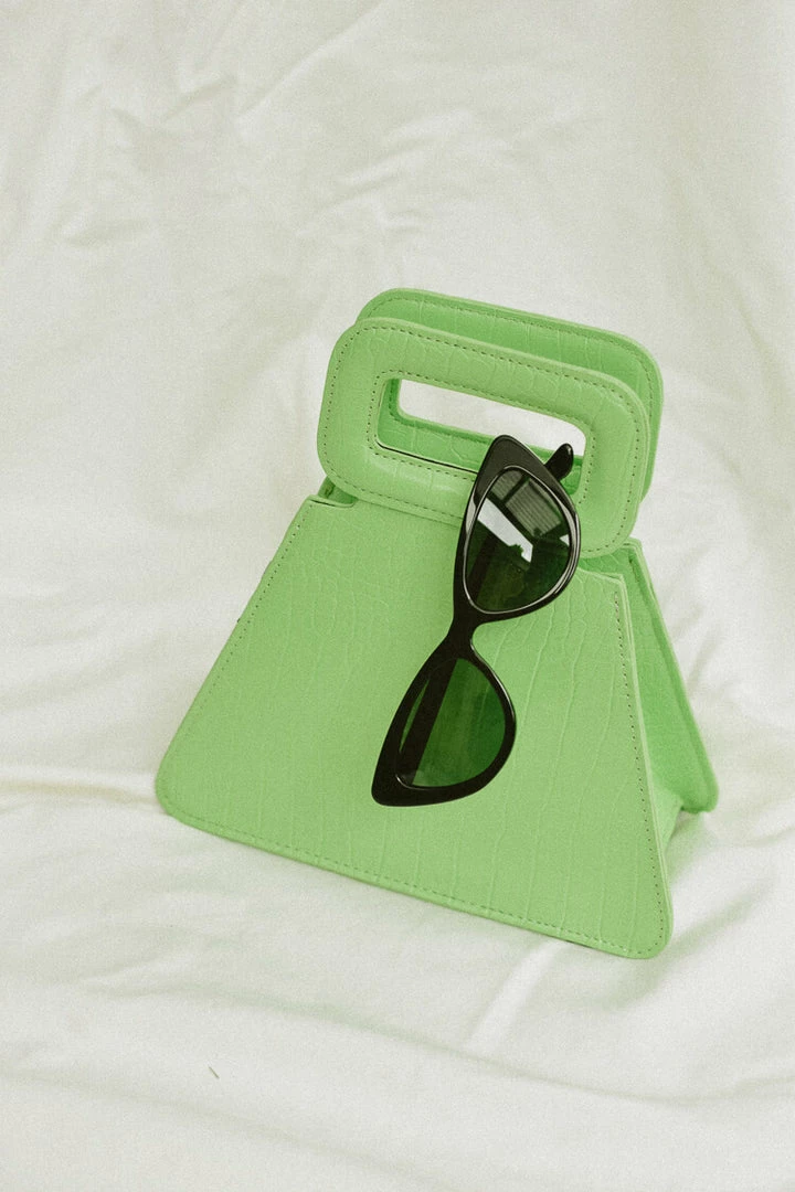 Confête Accessories Margaux Lime Green Triangle Top Handle Bag 5 Confête Accessories Margaux Lime Green Triangle Top Handle Bag