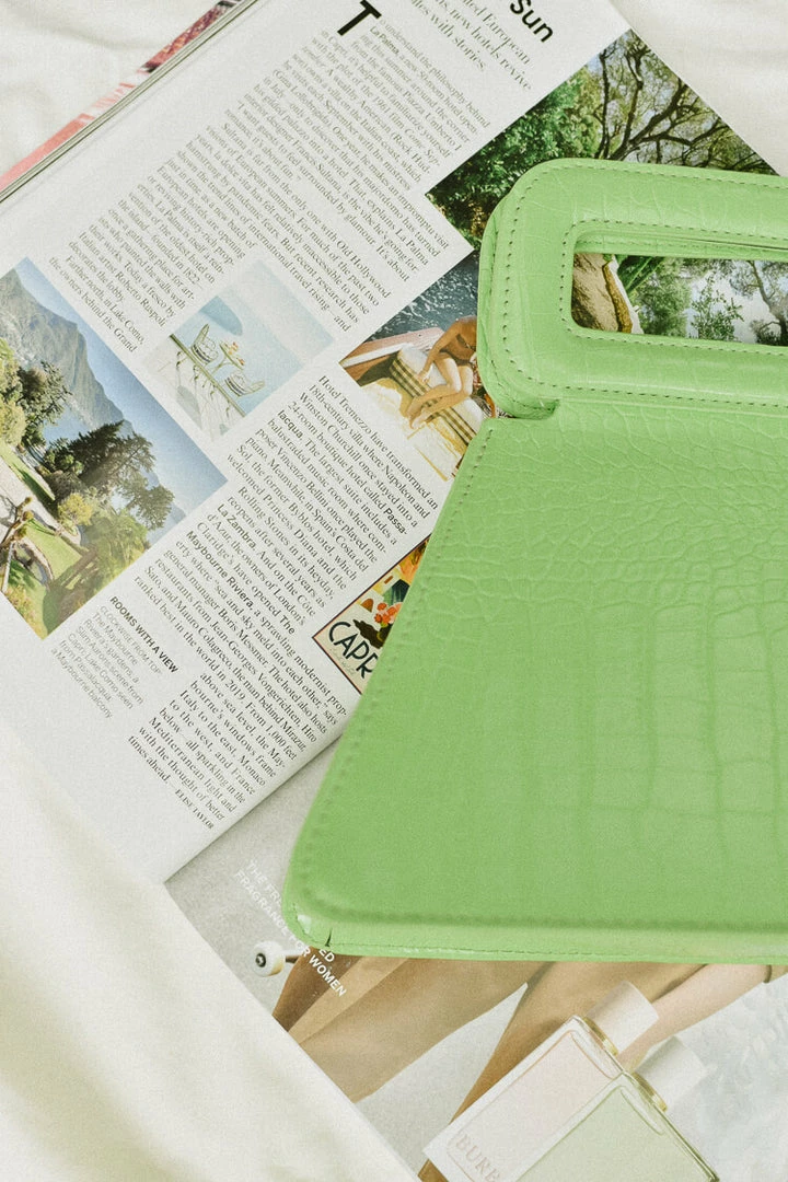 Confête Accessories Margaux Lime Green Triangle Top Handle Bag 4 Confête Accessories Margaux Lime Green Triangle Top Handle Bag