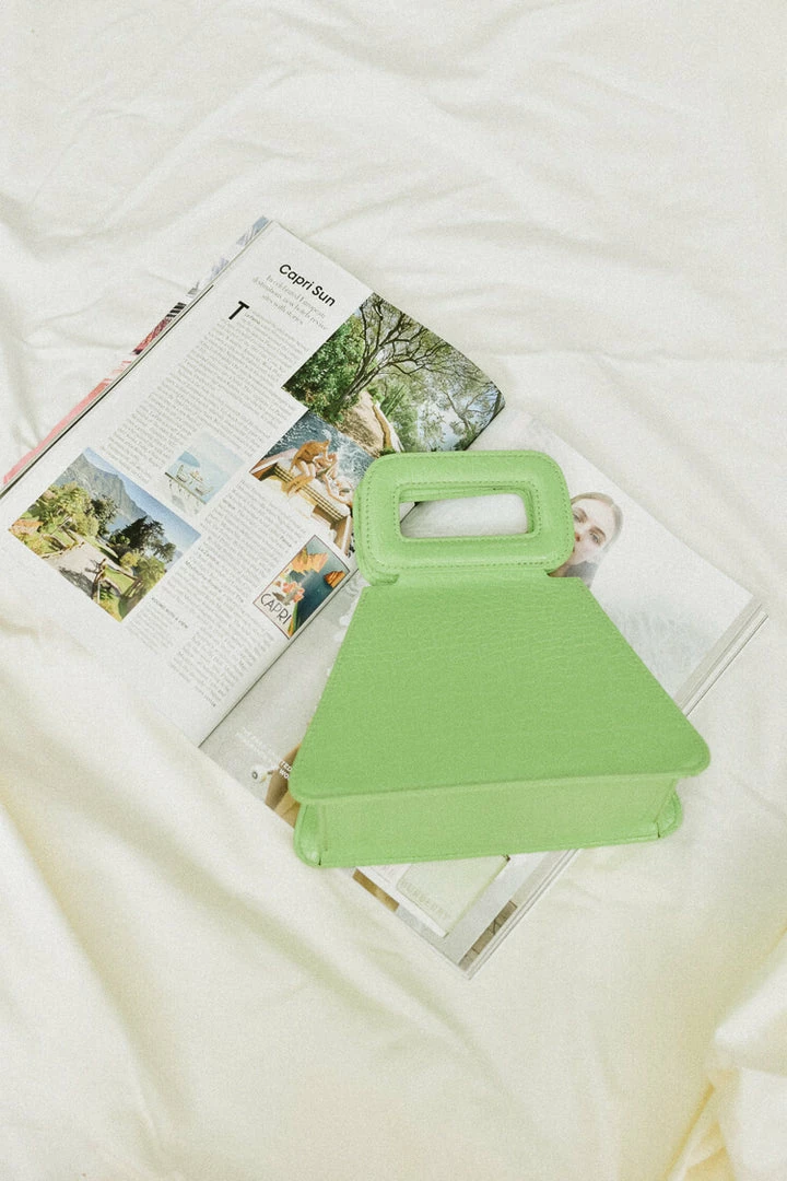 Confête Accessories Margaux Lime Green Triangle Top Handle Bag 3 Confête Accessories Margaux Lime Green Triangle Top Handle Bag