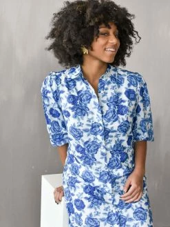 Cheap Confête Store 34 Olivia James Clothing Margot Dress In Blue Tonal Roses