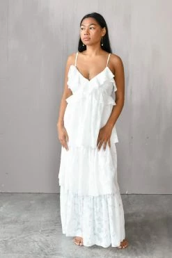 Confête Marie White Tiered Maxi Dress