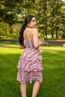 Confete Martha Ruffle Midi - Red Stripe Clothing