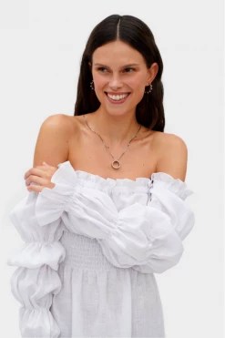 Sleeper Michelin Linen Dress - White