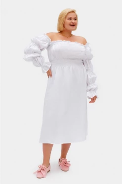 Sleeper Michelin Linen Dress - White