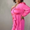 Confête Clothing Minnie Pink Silky Wrap Mini Dress
