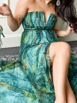 Confête Nayarit Tropical Print Strapless Maxi Clothing