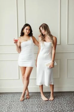 Confête Megan One Shoulder White Mini Dress Clothing