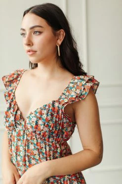 English Factory Floral Ruffle Sleeve Maxi Dress Clothing