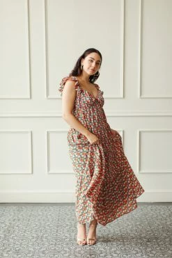 English Factory Floral Ruffle Sleeve Maxi Dress Clothing