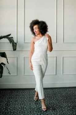 Jay Godfrey SOLD OUT - Orlando White Cropped Jumpsuit With Overskirt The Bridal Suite