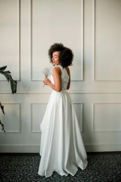 Jay Godfrey SOLD OUT - Orlando White Cropped Jumpsuit With Overskirt The Bridal Suite