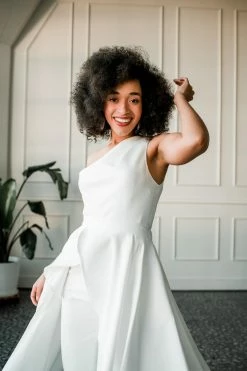 Jay Godfrey SOLD OUT - Orlando White Cropped Jumpsuit With Overskirt The Bridal Suite