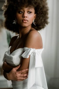 Confête Palmetto Bow-Tie Shoulder Gown