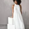 Confête Clothing Parker Ruffle Neck Tiered Maxi Dress - White
