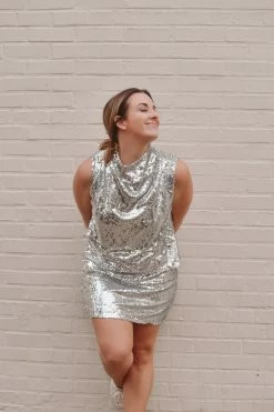 Confête Clothing Party Favor Silver Sequin Mini Dress