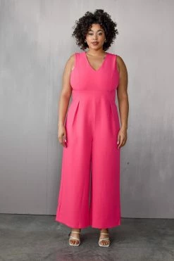 Confête Clothing Aldridge Classic Pink Wide Legged Jumpsuit