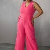 Confête Clothing Aldridge Classic Pink Wide Legged Jumpsuit
